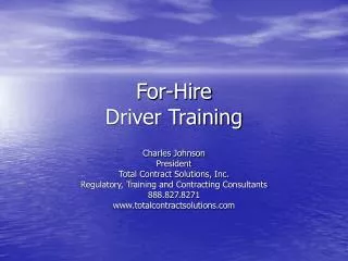 For-Hire Driver Training