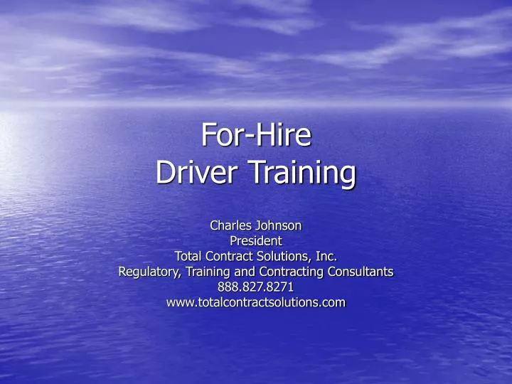for hire driver training