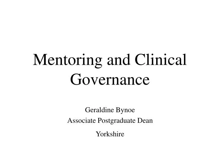 mentoring and clinical governance