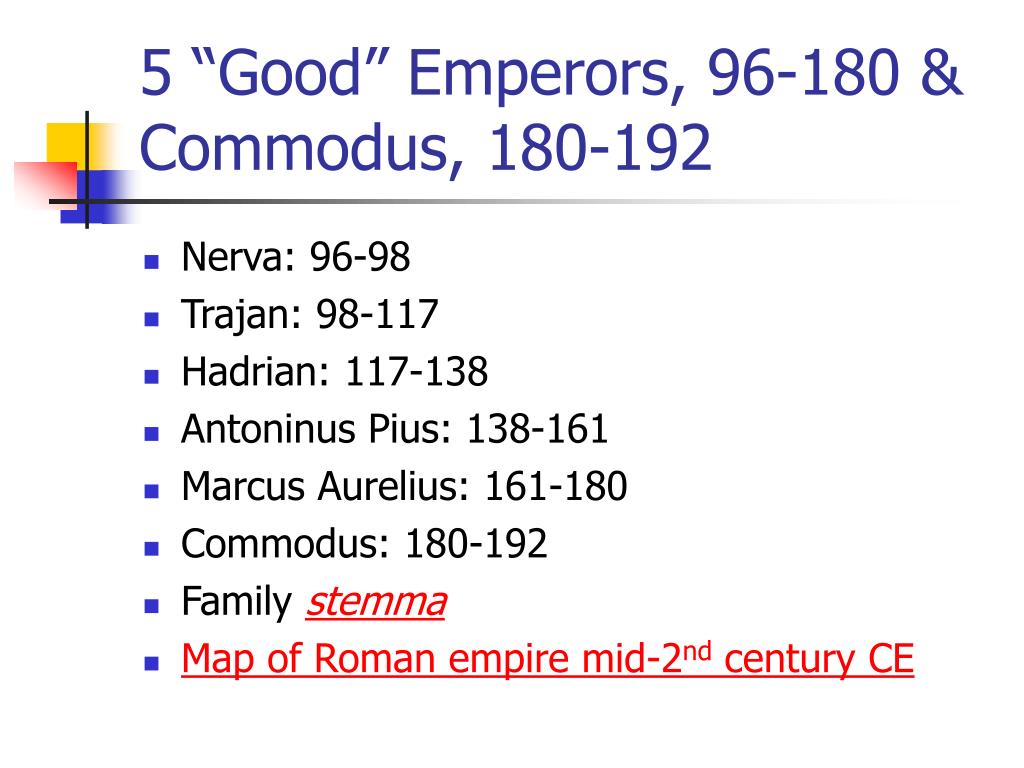 PPT - 5 “Good” Emperors, 96-180 & Commodus, 180-192 PowerPoint ...