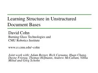 Learning Structure in Unstructured Document Bases