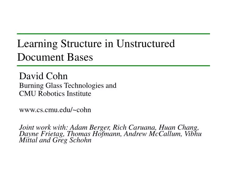 learning structure in unstructured document bases