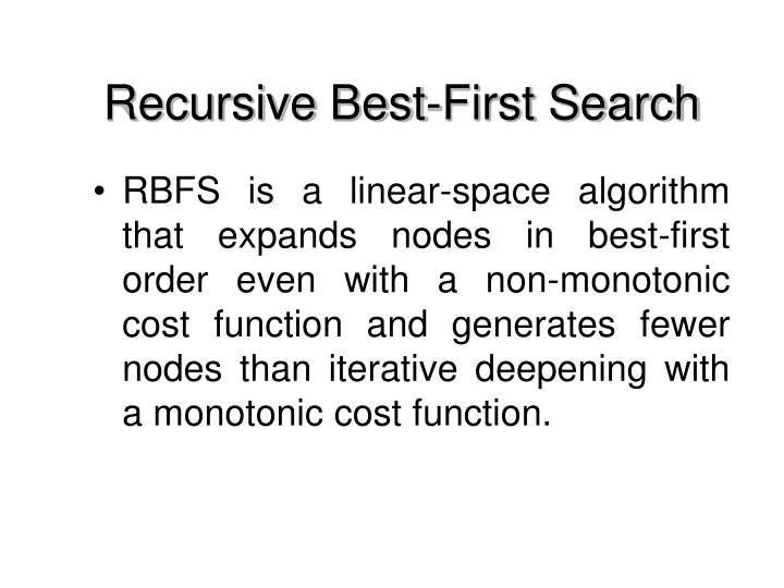recursive best first search