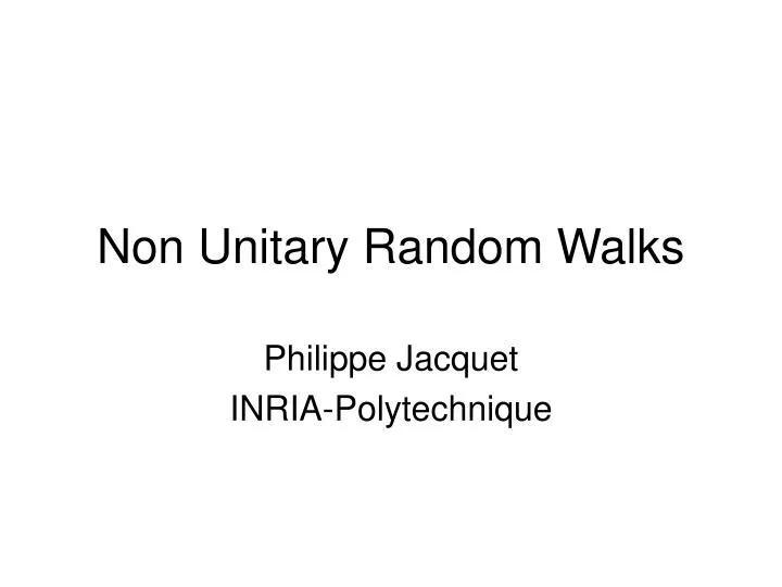 non unitary random walks
