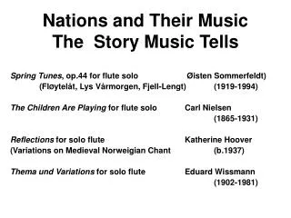 Nations and Their Music The Story Music Tells