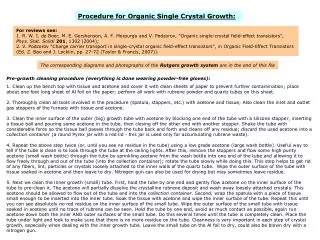 Procedure for Organic Single Crystal Growth: