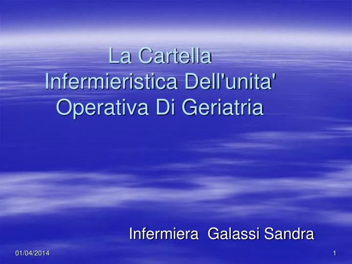 la cartella infermieristica dell unita operativa di geriatria