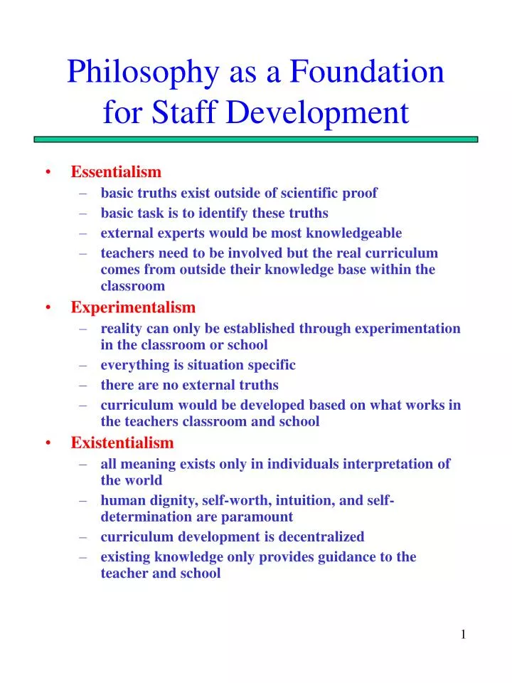 philosophy as a foundation for staff development