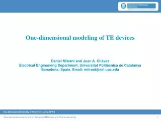 One-dimensional modeling of TE devices