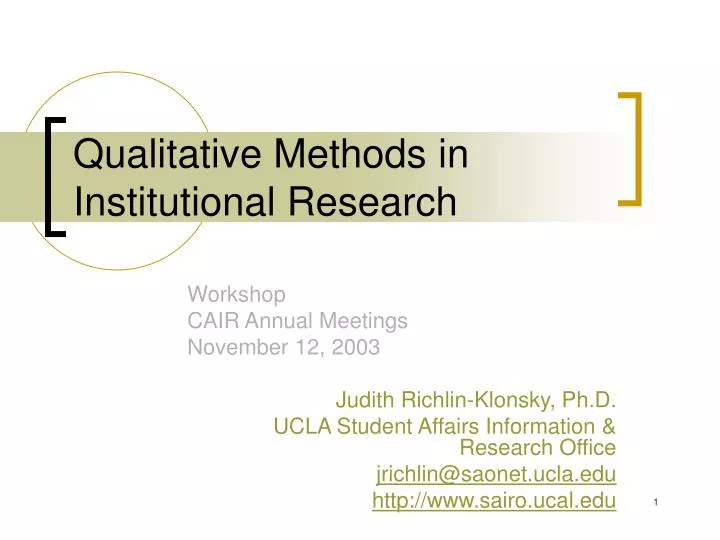 qualitative methods in institutional research
