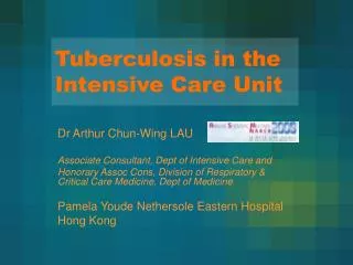 Tuberculosis in the Intensive Care Unit