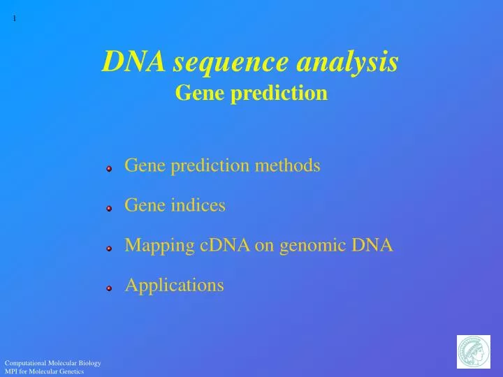 dna sequence analysis gene prediction