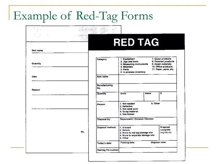 example of red tag forms