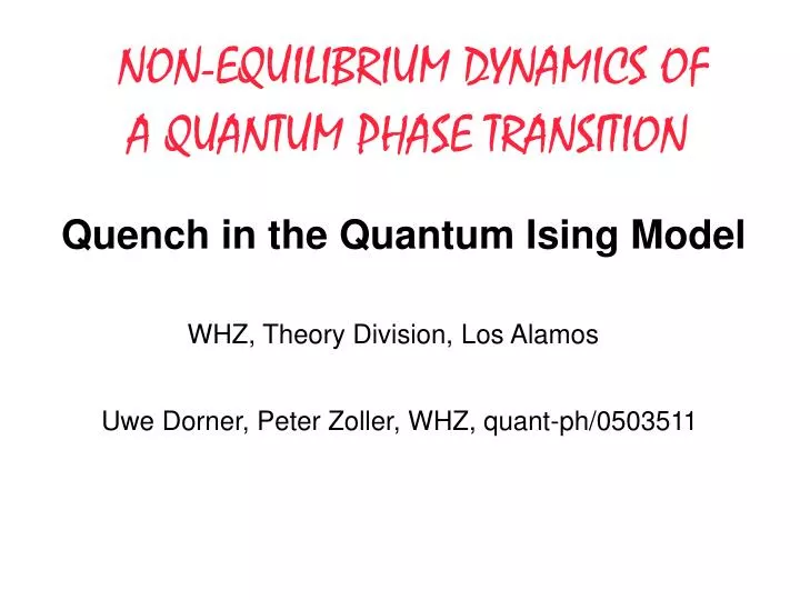 quench in the quantum ising model