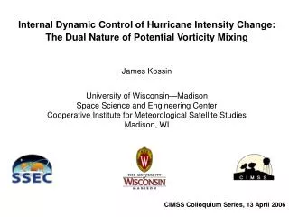 Internal Dynamic Control of Hurricane Intensity Change: The Dual Nature of Potential Vorticity Mixing James Kossin Unive