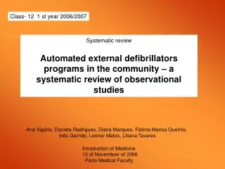 Systematic review Automated external defibrillators programs in the community – a systematic review of observational st