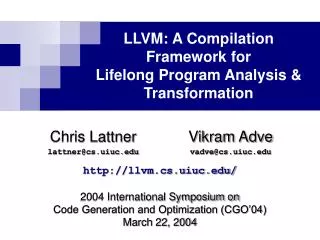 LLVM: A Compilation Framework for Lifelong Program Analysis &amp; Transformation