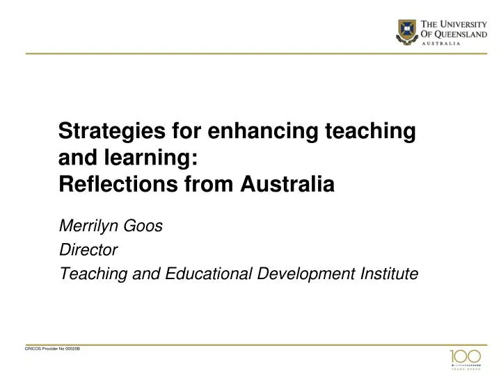 strategies for enhancing teaching and learning reflections from australia