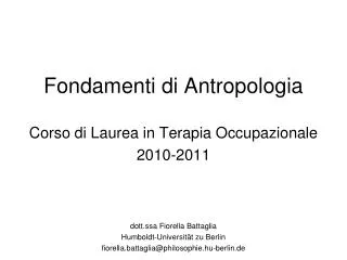 Fondamenti di Antropologia