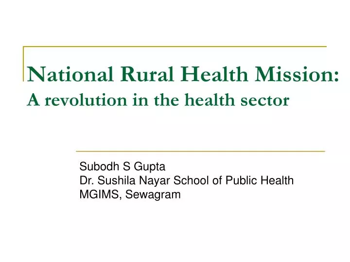 national rural health mission a revolution in the health sector