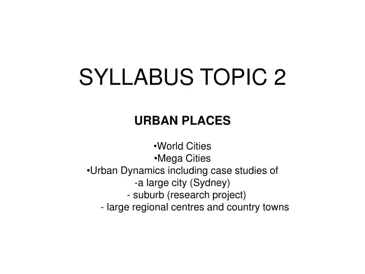 syllabus topic 2