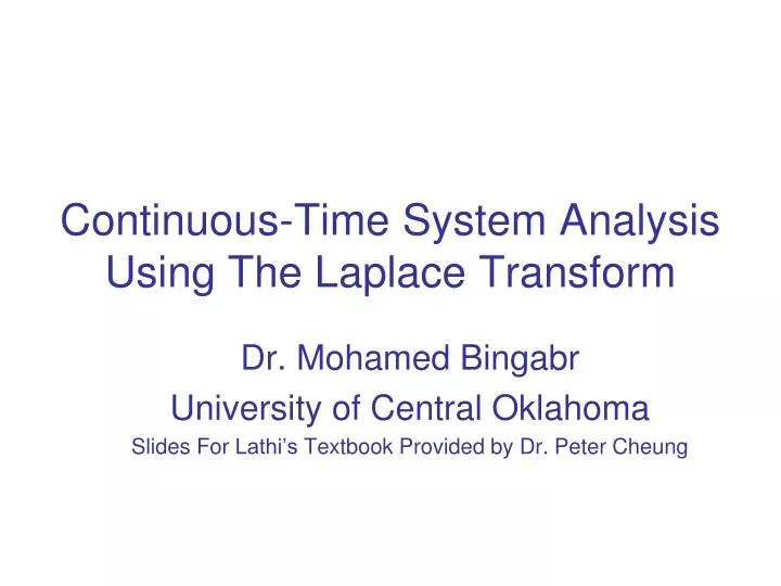 continuous time system analysis using the laplace transform