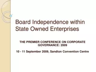 Board Independence within State Owned Enterprises