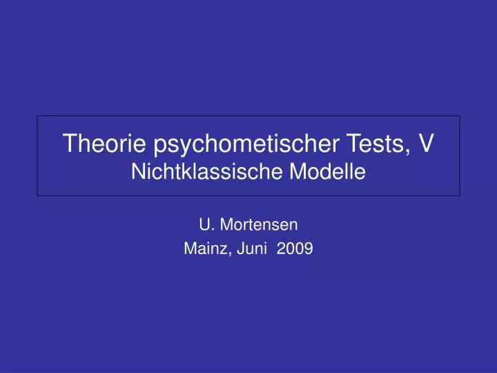 theorie psychometischer tests v nichtklassische modelle