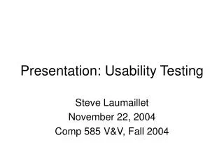 Presentation: Usability Testing