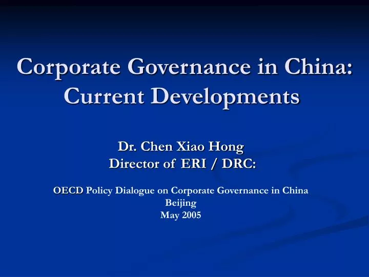 corporate governance in china current developments