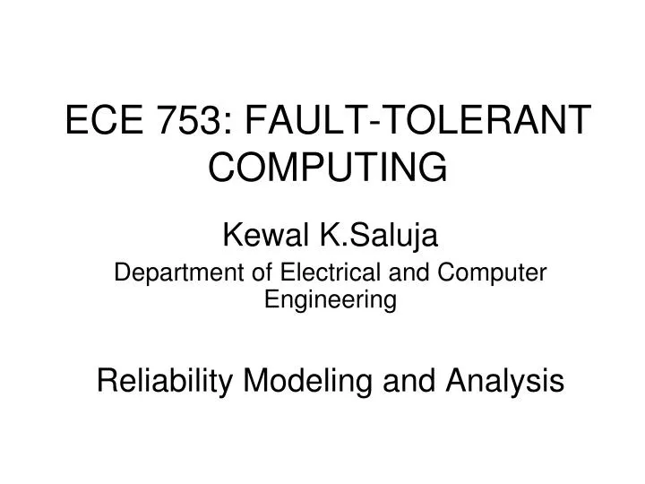 ece 753 fault tolerant computing