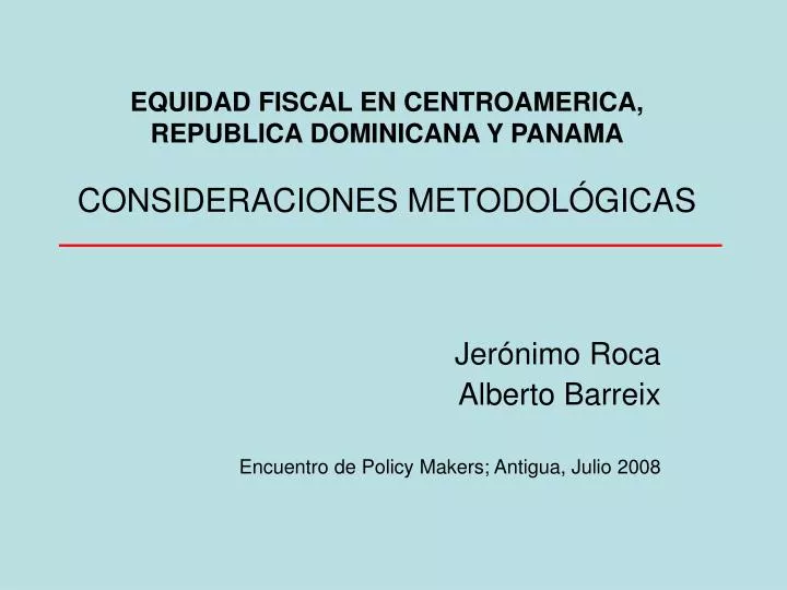 equidad fiscal en centroamerica republica dominicana y panama consideraciones metodol gicas