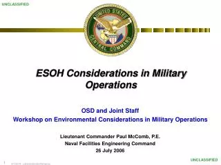 ESOH Considerations in Military Operations