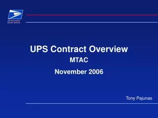UPS Contract Overview
