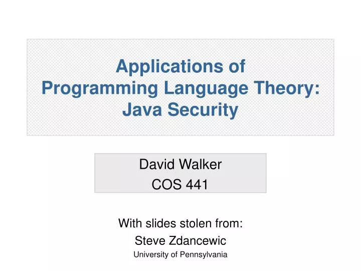 applications of programming language theory java security