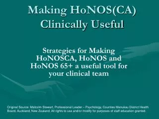 Making HoNOS(CA) Clinically Useful