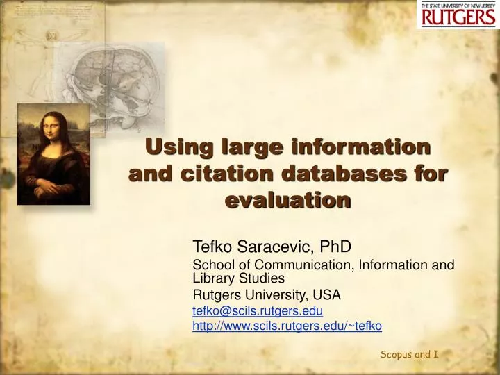 using large information and citation databases for evaluation