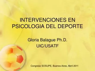 INTERVENCIONES EN PSICOLOGIA DEL DEPORTE