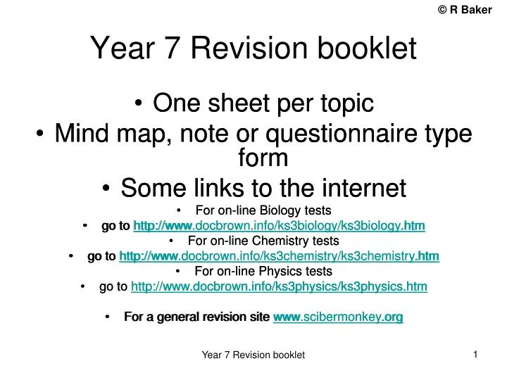 year 7 revision booklet