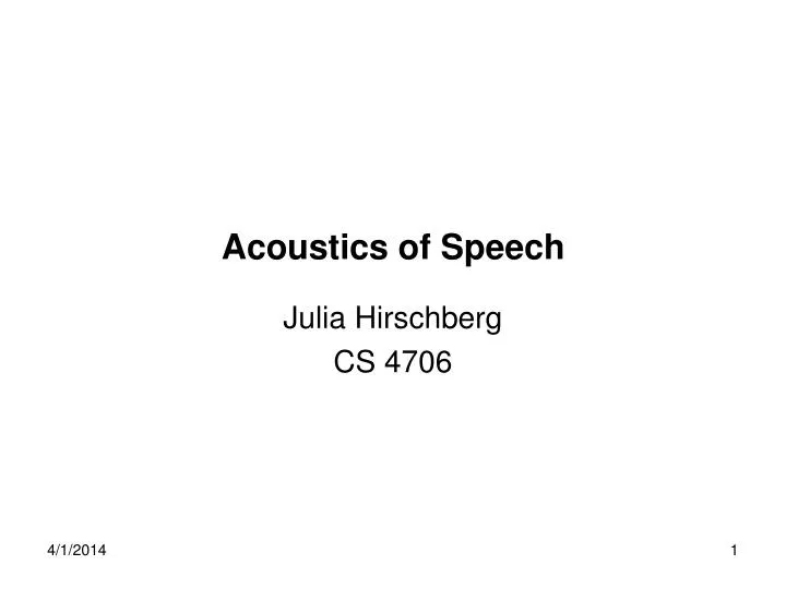 acoustics of speech