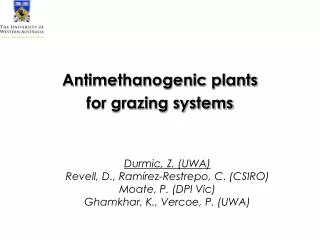 Antimethanogenic plants for grazing systems