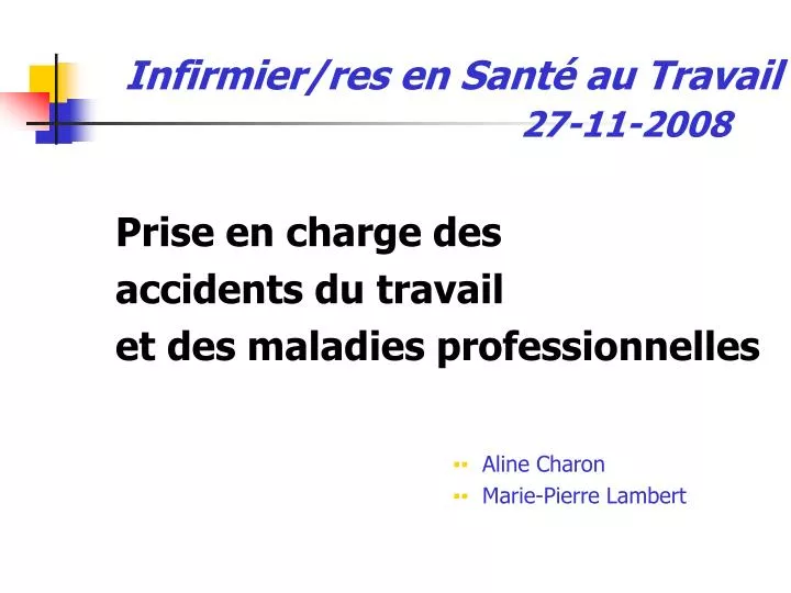 infirmier res en sant au travail 27 11 2008