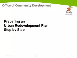 Preparing an Urban Redevelopment Plan Step by Step