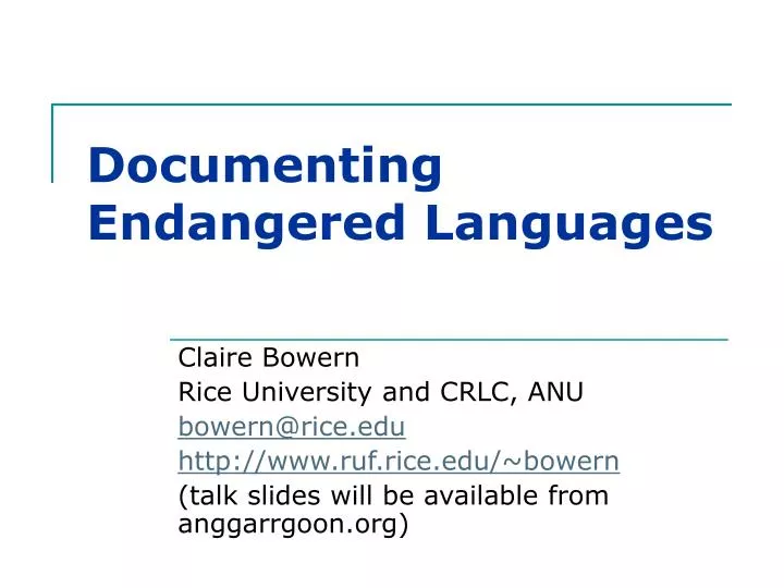 documenting endangered languages