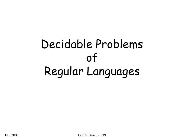 decidable problems of regular languages