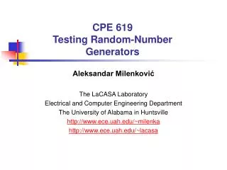 CPE 619 Testing Random-Number Generators
