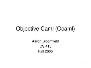 Objective Caml (Ocaml)
