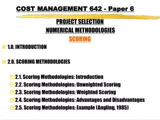 COST MANAGEMENT 642 - Paper 6