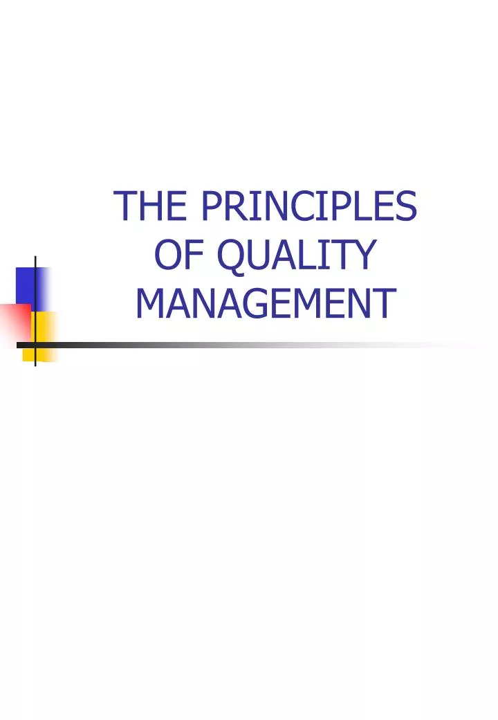 the principles of quality management