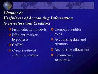 Chapter 8: Usefulness of Accounting Information to Investors and Creditors
